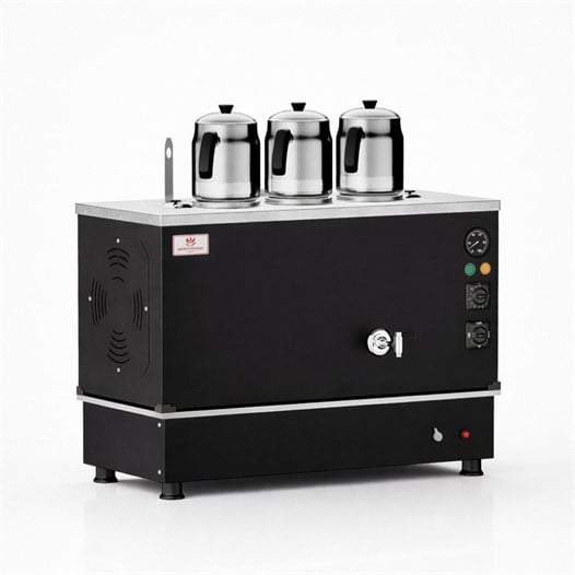 Anka Pro Kompakt Full Otomatik Çay Makinası 3 Demlikli 30 Litre Siyah Elektrikli Doğalgazlı