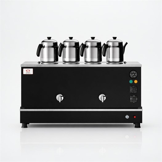 Anka Pro Kompakt Full Otomatik Çay Makinası 4 Demlikli 40 Litre Siyah Elektrikli Doğalgazlı