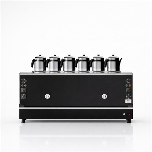 Anka Pro Kompakt Full Otomatik Çay Makinası 6 Demlikli 60 Litre Siyah Elektrikli Doğalgazlı