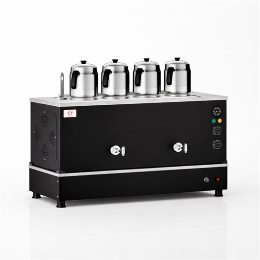 Anka Pro Kompakt Full Otomatik Çay Makinası 4 Demlikli 40 Litre Siyah Elektrikli Doğalgazlı