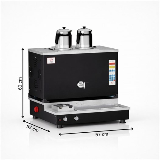 Anka Pro Plus Otomatik Çay Kazanı, 2 Demlikli,20 Litre Siyah Elektrik+Tüp