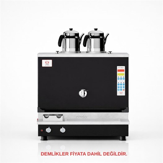 Anka Pro Plus Otomatik Çay Kazanı, 2 Demlikli,20 Litre Siyah Elektrik+Doğalgaz