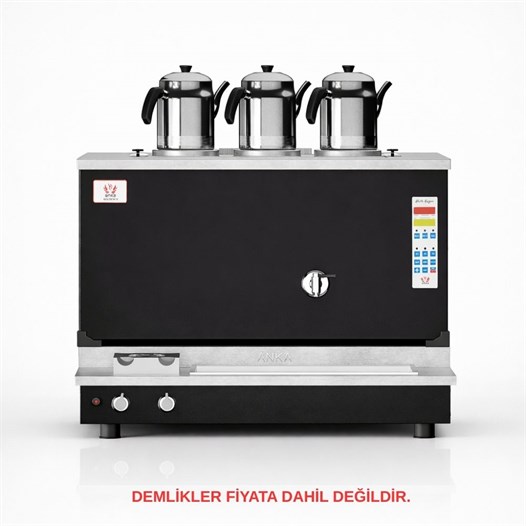 Anka Pro Plus Otomatik Çay Kazanı 3 Demlikli 30 Litre Siyah Elektrik Doğalgaz