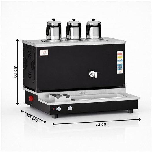 Anka Pro Plus Otomatik Çay Kazanı 3 Demlikli 30 Litre Siyah ElektrikTüp