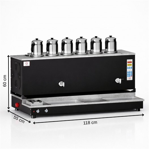 Anka Pro Plus Otomatik Çay Kazanı, 6 Demlikli, 60 Litre, Siyah, Elektrik+ Tüp
