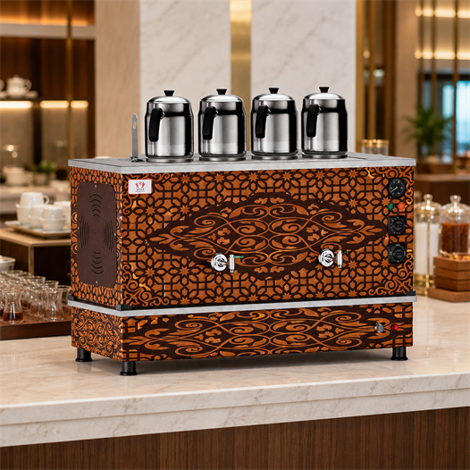 Anka Tüplü Bakır Pro Compact Hibrit Smart 4 Demlikli 40 Litre Çay Makinesi