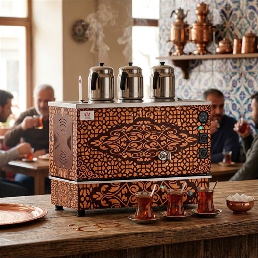 Anka Tüplü Bakır Pro Compact Hibrit Smart 3 Demlikli 30 Litre Çay Makinesi