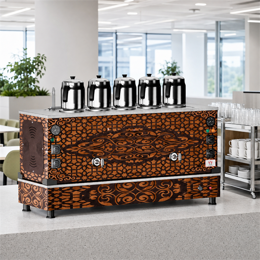 Anka Tüplü Bakır Pro Compact Hibrit Smart 5 Demlikli 50 Litre Çay Makinesi