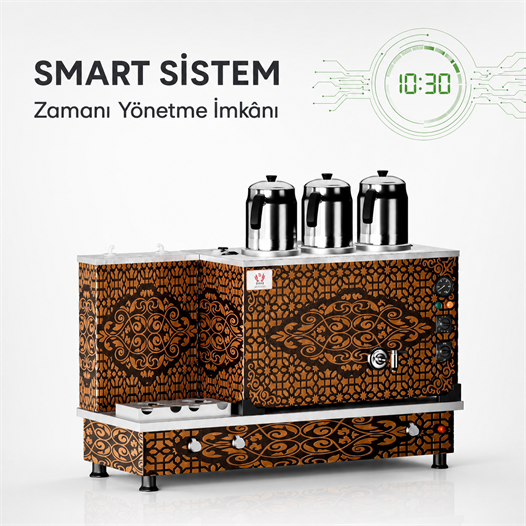 Anka Tüplü Bakır Turbo Smart Hibrit 3 Demlikli 30 Litre Çay Makinesi