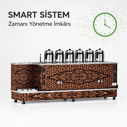 Anka Tüplü Bakır Turbo Smart Hibrit 6 Demlikli 60 Litre Çay Makinesi
