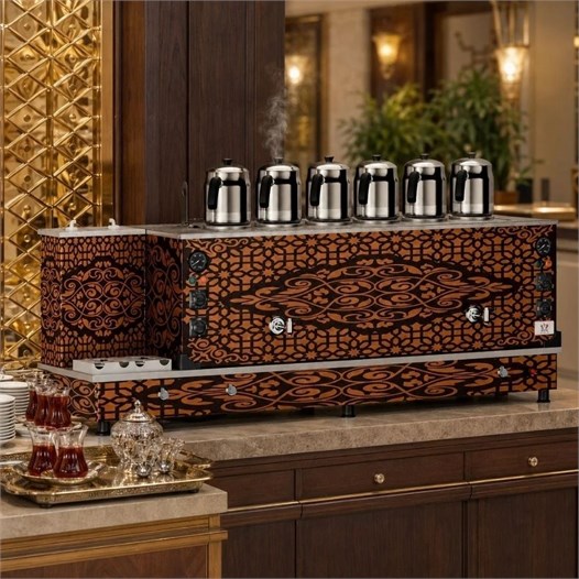 Anka Tüplü Bakır Turbo Smart Hibrit 6 Demlikli 60 Litre Çay Makinesi