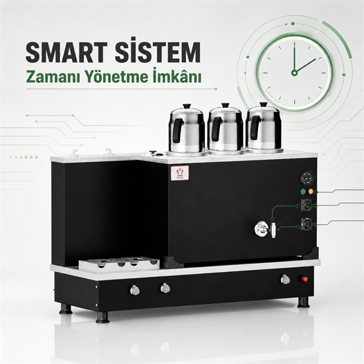 Anka Tüplü Statik Turbo Hibrit Smart 3 Demlik 30 Litre Çay Makinesi