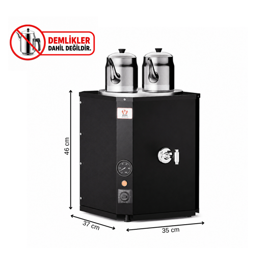 Anka Yeni Nesil Çay Makinası 2 Demlikli 25 Litre Siyah