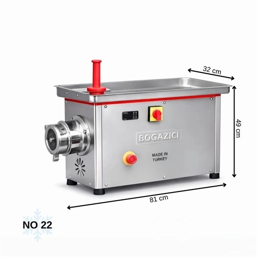 Boğaziçi No 22 Sökülebilir Soğutmalı Paslanmaz Kıyma Makinesi 220V