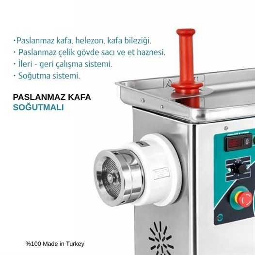 Bosfor No:22 Paslanmaz Kafa Soğutmalı Et Kıyma Makinesi 380V