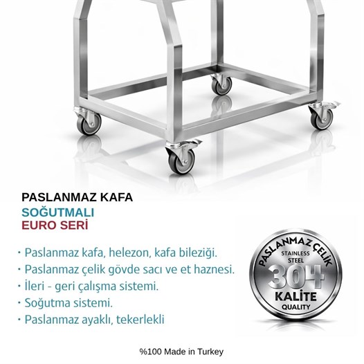 Bosfor No:32 Euro Serisi Ayaklı Paslanmaz Kafa Soğutmalı Et Kıyma Makinesi 380V