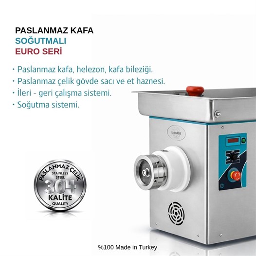 Bosfor No:32 Euro Serisi Set Üstü Paslanmaz Kafa Soğutmalı Et Kıyma Makinesi 380V