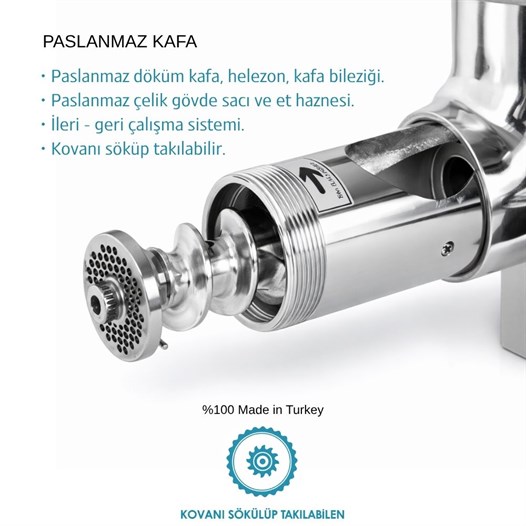 Bosfor No:32 Paslanmaz Kafa Et Kıyma Makinesi 380V