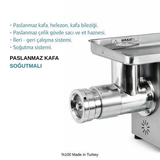 Bosfor No:32 Paslanmaz Kafa Soğutmalı Et Kıyma Makinesi 220V