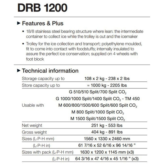 Brema 108x2 kg Araba Kapasiteli 1000 kg Buz Haznesi – DRB 1200