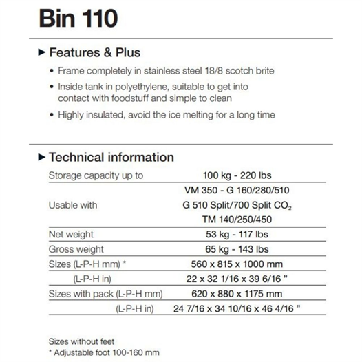 Brema 100 kg Kapasiteli Buz Depolama Alt Haznesi – BIN 110