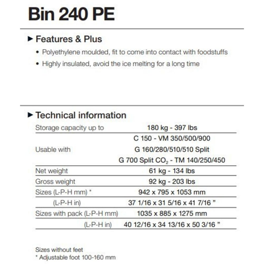 Brema 180 kg Kapasiteli Buz Depolama Alt Haznesi – BIN 240 PE