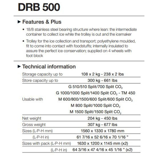 Brema 108x2 kg Araba Kapasiteli 204 kg Buz Haznesi – DRB 500
