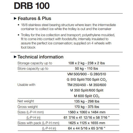 Brema 108x2 kg Araba Kapasiteli 135 kg Buz Haznesi – DRB 100