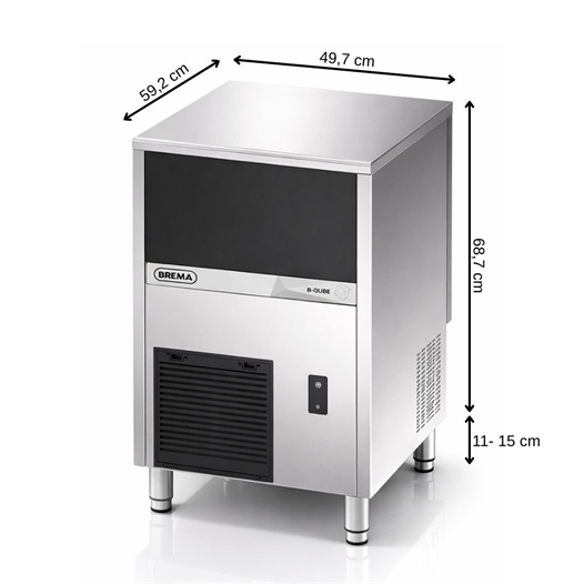 Brema 44 kg/gün Hazneli Ticari Küp Buz Makinesi – CB 416 A HC B-QUBE