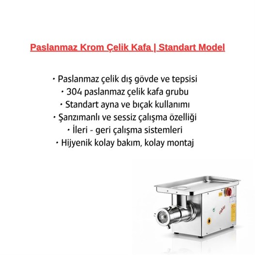 Çağdaş No 22 Paslanmaz Çelik Kıyma Makinesi 220V