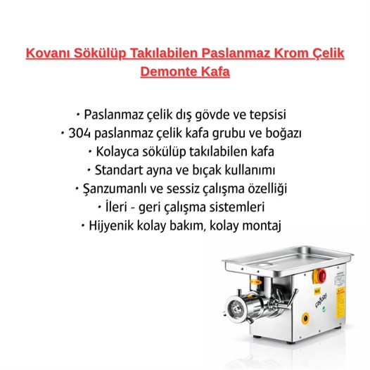 Çağdaş No 22 Sök Tak Kafa Paslanmaz Kıyma Makinesi 380V