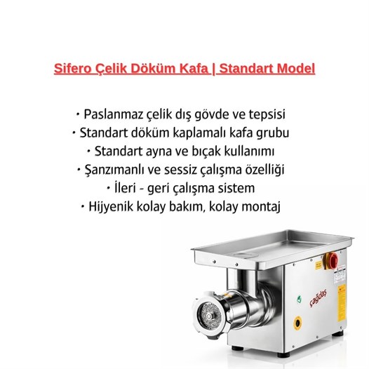 Çağdaş No 32 Sifero Çelik Kaplama Kıyma Makinesi 380V