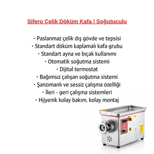 Çağdaş No 32 Soğutmalı Sifero Çelik Kıyma Makinesi 380V