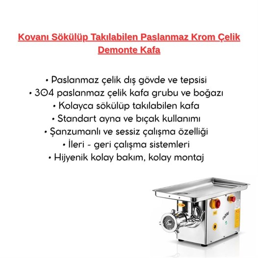 Çağdaş No 32 Sök Tak Kafa Paslanmaz Kıyma Makinesi 220V