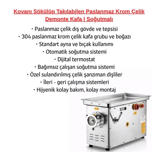 Çağdaş No 32 Sök Tak Kafa Soğutmalı Paslanmaz Kıyma Makinesi 380V