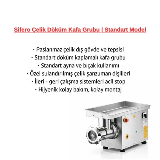 Çağdaş No 42 Sifero Çelik Kaplama Kıyma Makinesi 380V