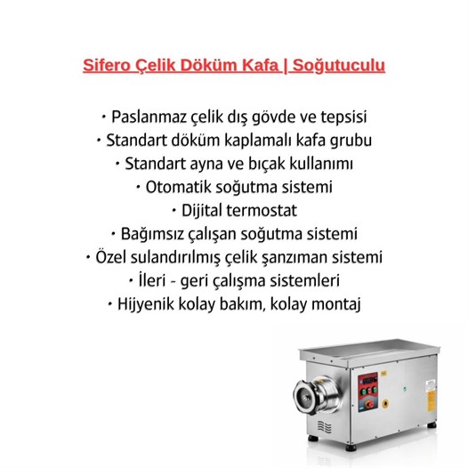 Çağdaş No 42 Soğutmalı Sifero Çelik Kıyma Makinesi 380V