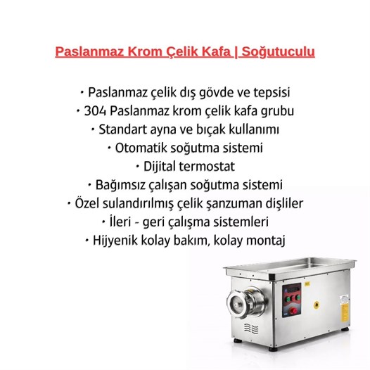 Çağdaş No 42 Soğutmalı Paslanmaz Kıyma Makinesi 380V