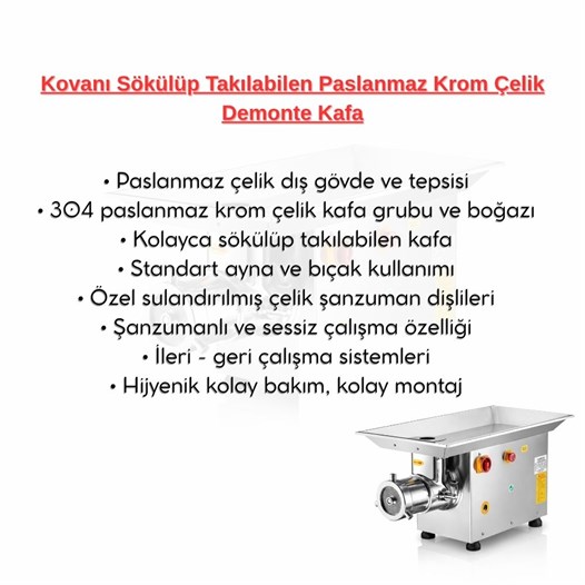 Çağdaş No 42 Sök Tak Kafa Paslanmaz Kıyma Makinesi 380V