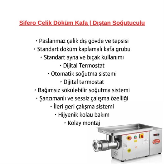 Çağdaş No 32 Dıştan Soğutmalı Sifero Çelik Kıyma Makinesi 380V