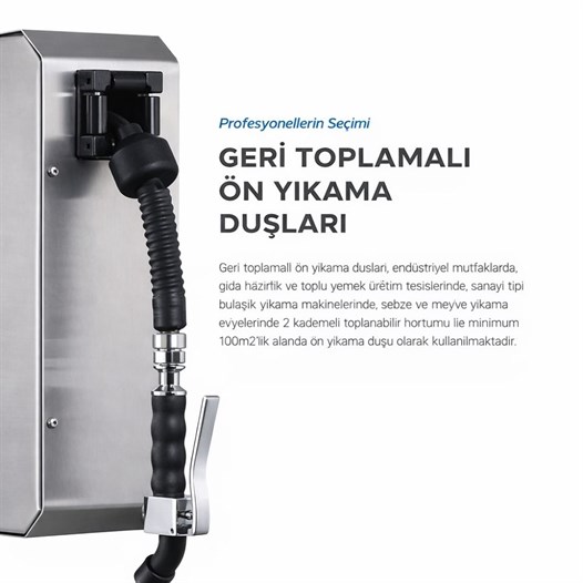 Cancan Fırın Tipi Geri Toplamalı 2 Metre Yer ve Ön Yıkama Duşu