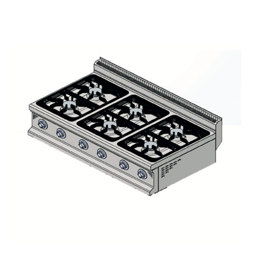 CSA Karacasan 120 cm 700 Seri Set Üstü 6 Gözlü Doğalgazlı Ocak 120x70x30cm