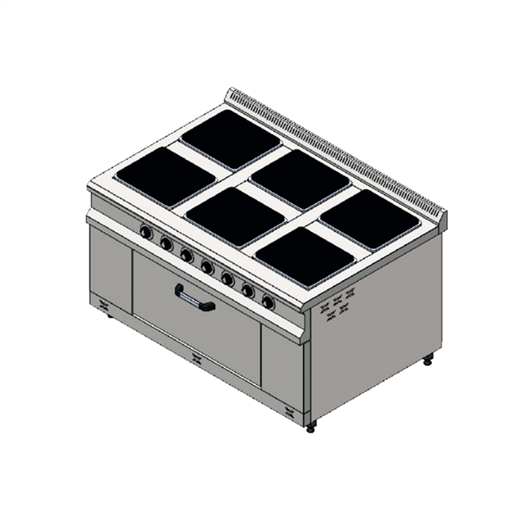 CSA Karacasan 120 cm 700 Seri 6 Gözlü Elektrikli Kuzineli Ocak 120x70x85Cm