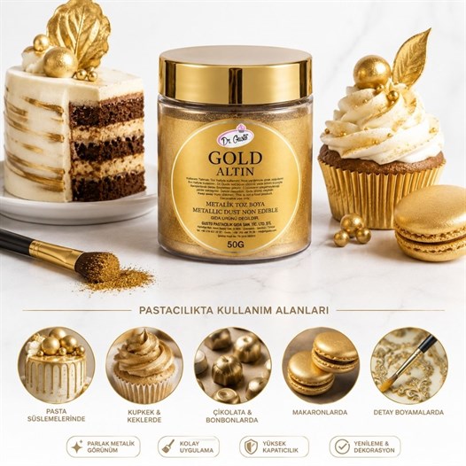 Dr. Gusto Gold Metalik Toz Dekor Boya 50 Gr