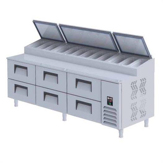 Iceinox Pizza Hazırlık Buzdolabı Çekmeceli GN 2/1-200: 6 Adet