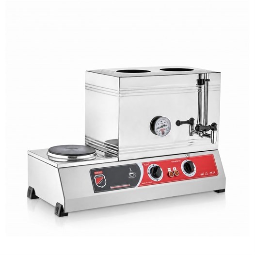 Silverinox Elektrikli 40lık - 2 Demlikli 28 Litre Çay Ocağı - Pleytli