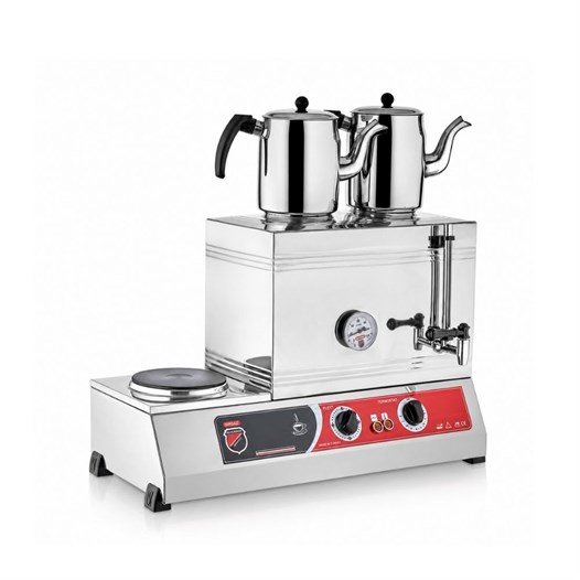 Silverinox Elektrikli 40lık - 2 Demlikli 28 Litre Çay Ocağı - Pleytli