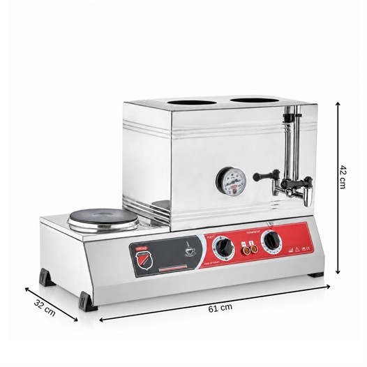 Silverinox Elektrikli 40lık - 2 Demlikli 28 Litre Çay Ocağı - Pleytli