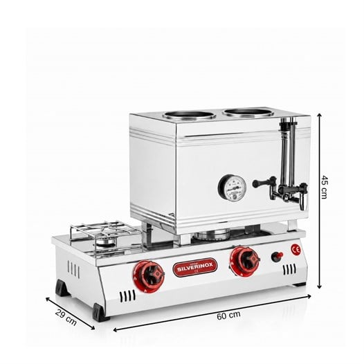 Silverinox Tüplü 40lık - 2 Demlikli 28 Litre Çift Taban Çay Ocağı