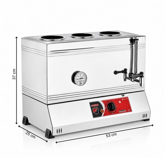Silverinox Elektrikli 60lık - 3 Demlikli 33 Litre Çay Ocağı - Pleytsiz